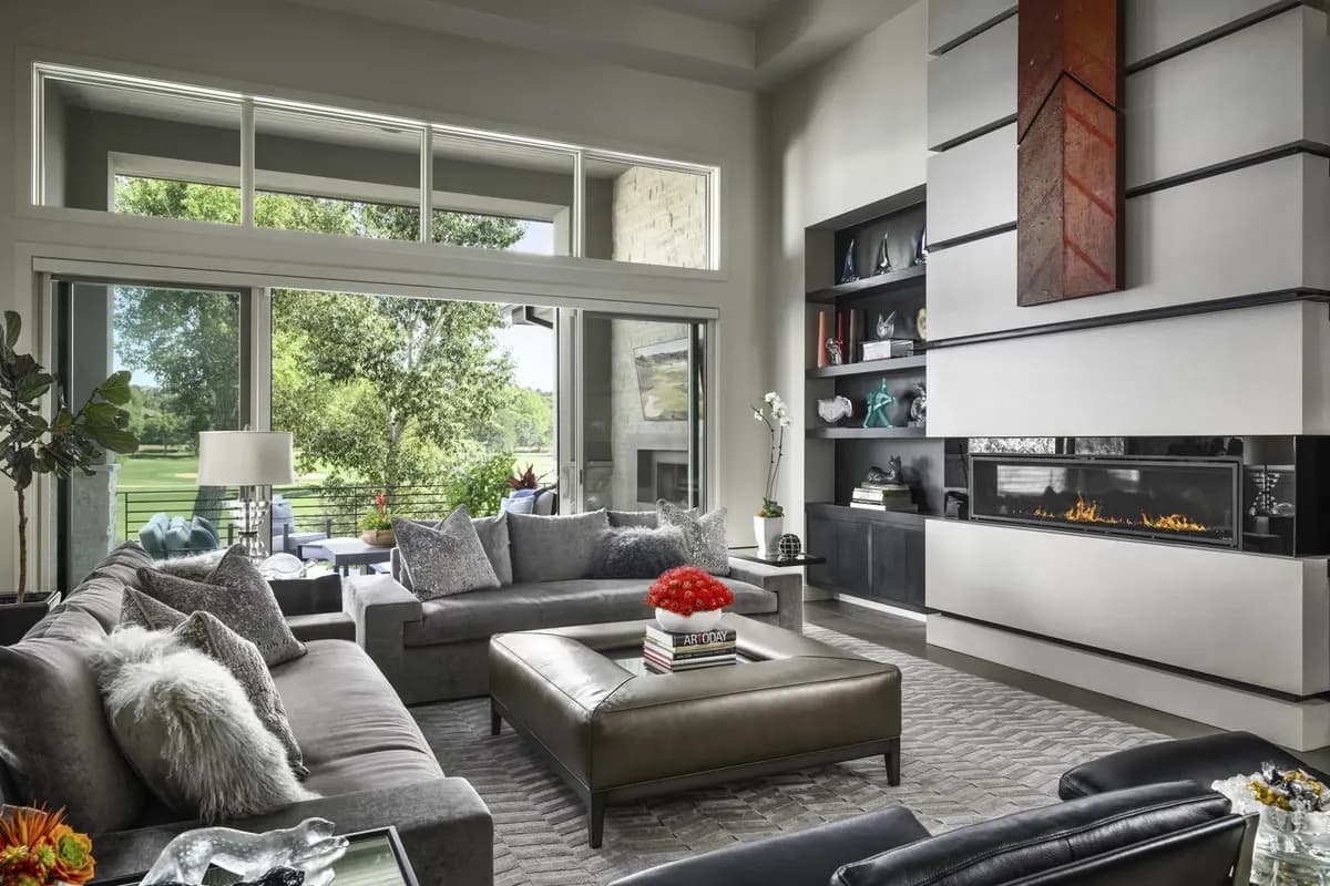 Staged living room interior