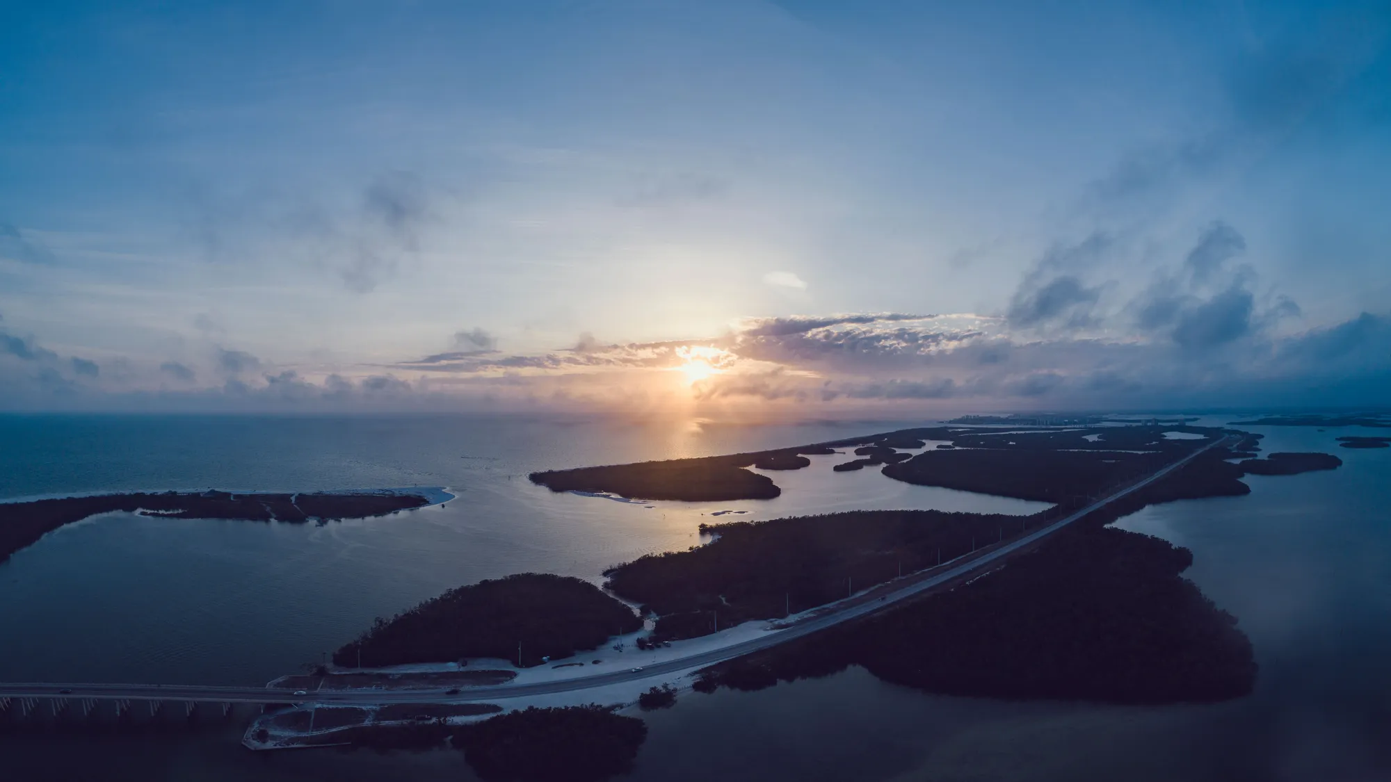 Fort Myers Beach and the islands beyond it, Florida, from above