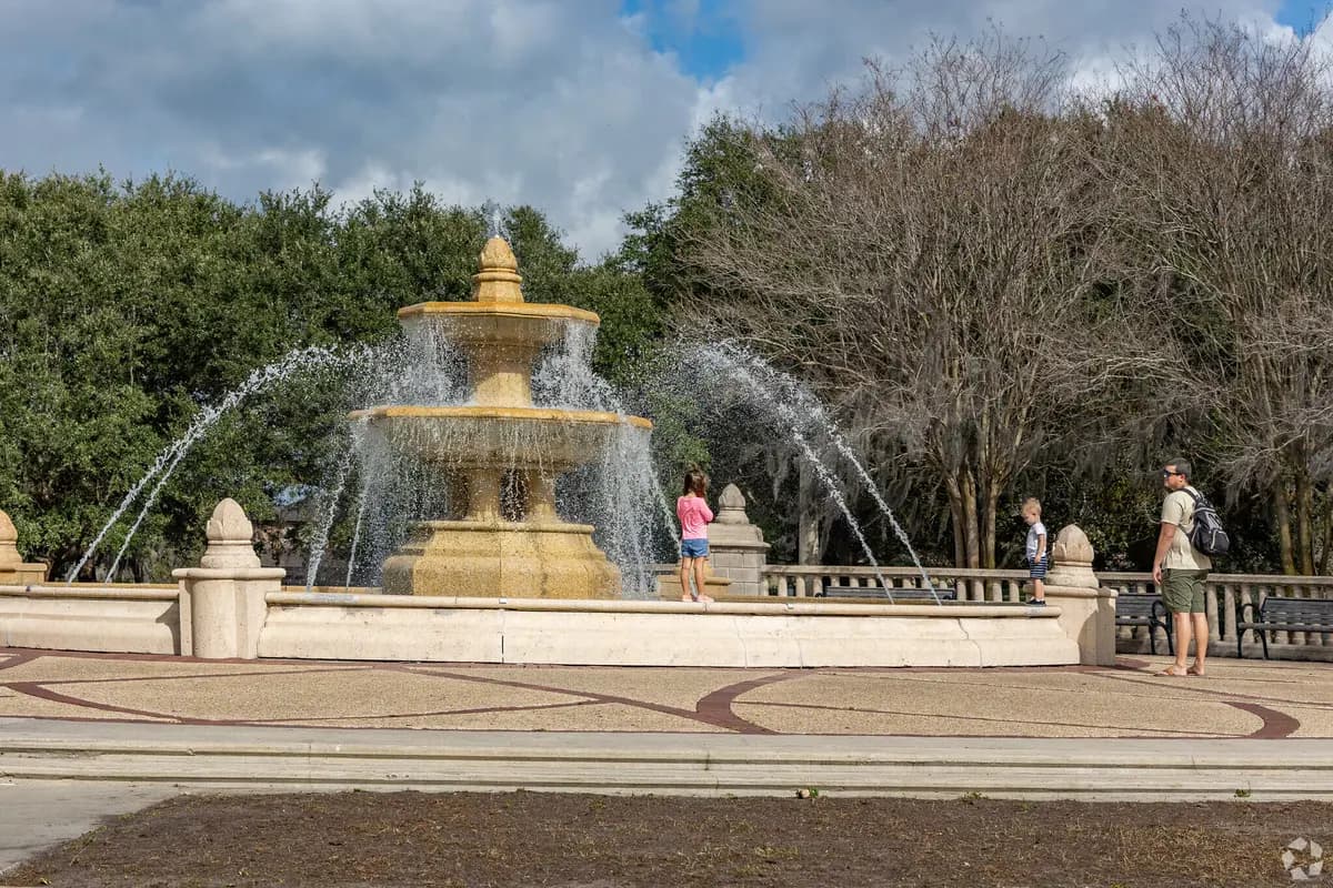 Fountain at Blue Jacket Park in Baldwin Park, Orlando