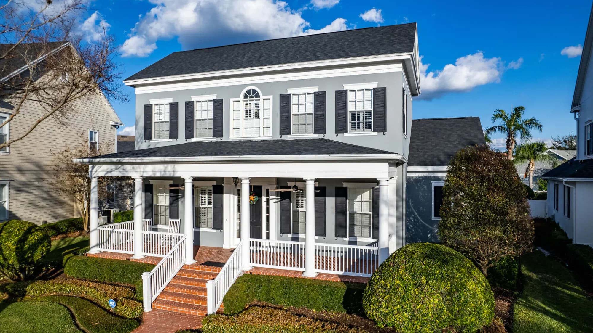 Front porch homes in Baldwin Park, Orlando, Florida