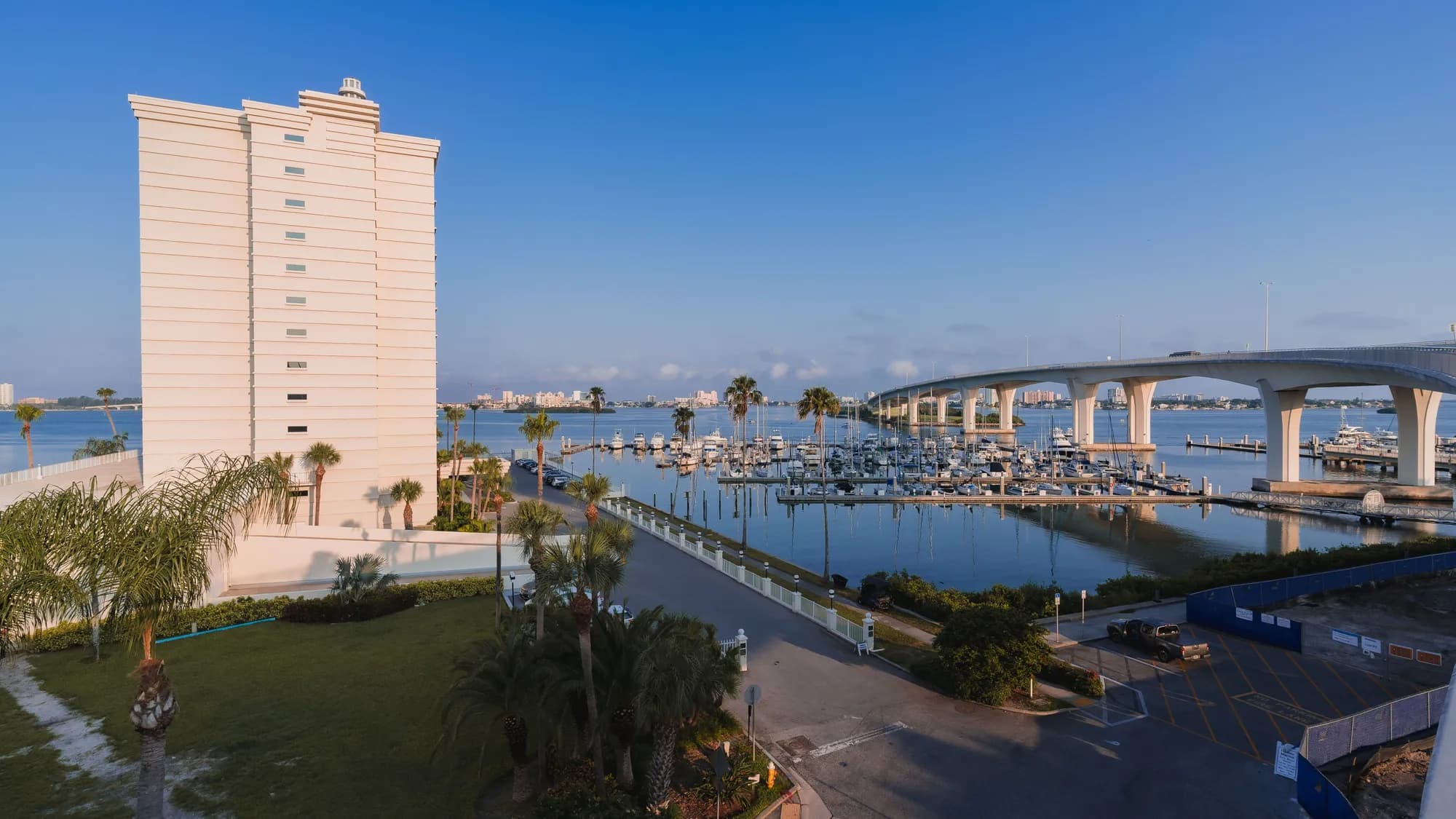The marina and causeway bridge at Clearwater, Florida