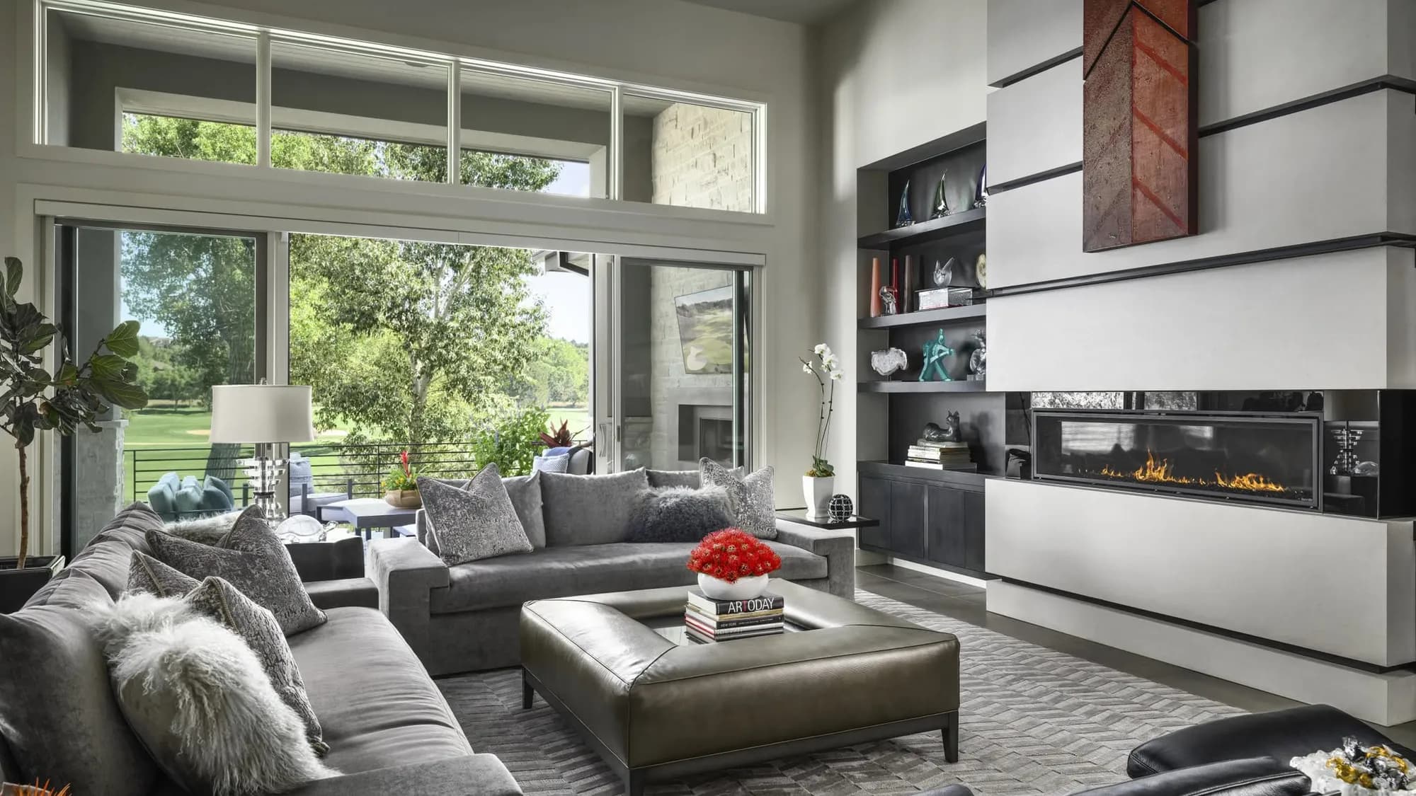 Staged living room interior