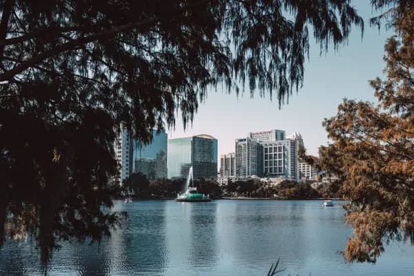 Downtown Orlando seen across Lake Eola, Florida